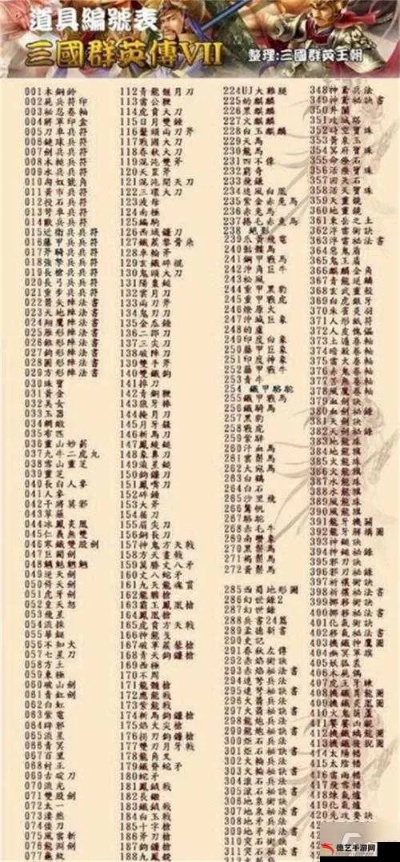 三国群英传秘籍武器编号-三国群英传武器秘籍攻略