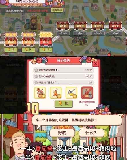 可口的比萨十周年餐车第八关通关全攻略