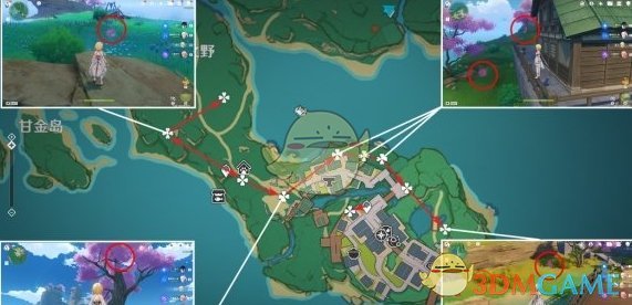 原神4.3绯樱绣球高效采集路线与分布图详解