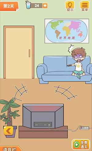 学习使我妈快乐第2关通关攻略：假装看电视与降温两不误